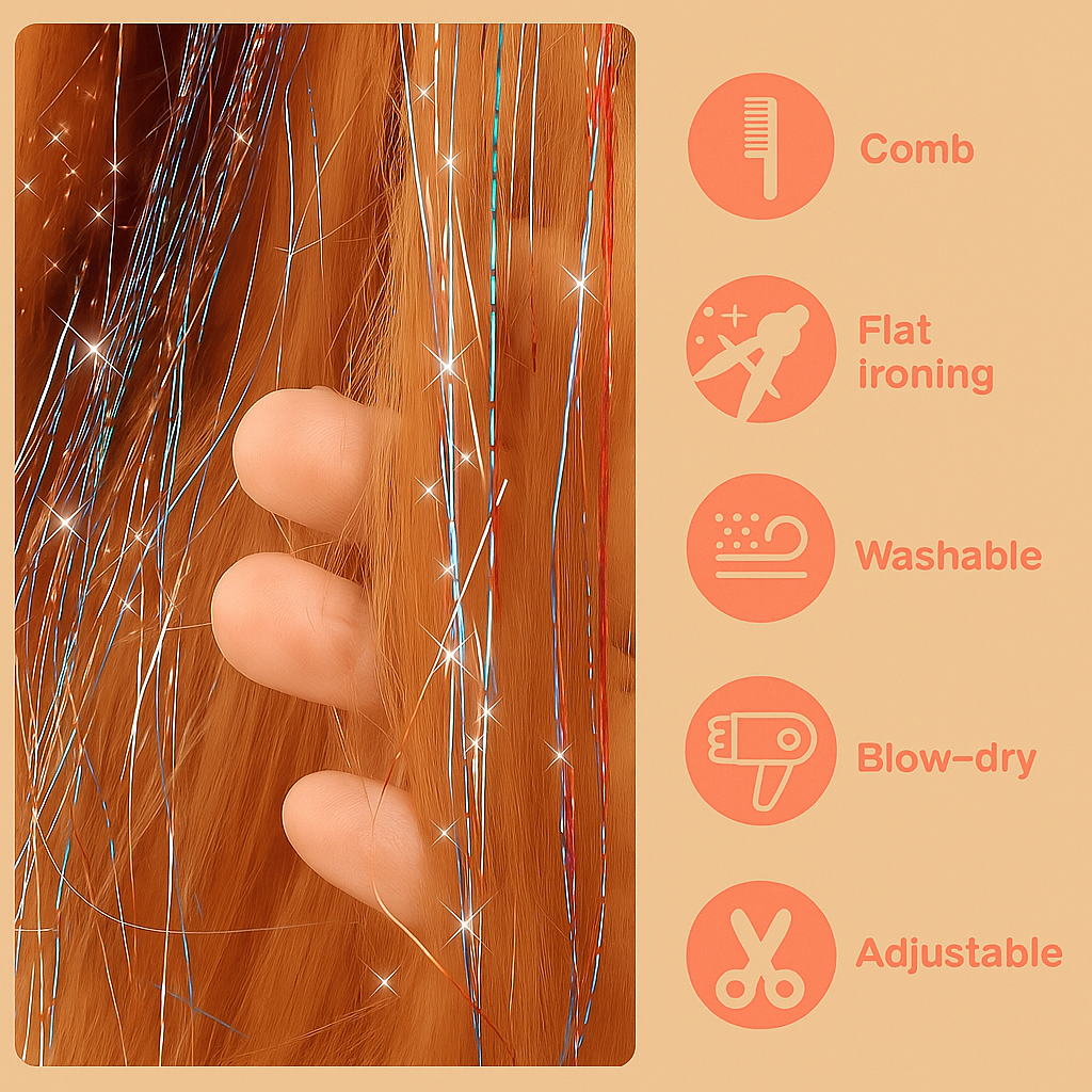 Sparkling Hair Tinsel Extension 6pcs