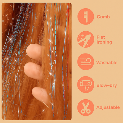 Sparkling Hair Tinsel Extension 6pcs