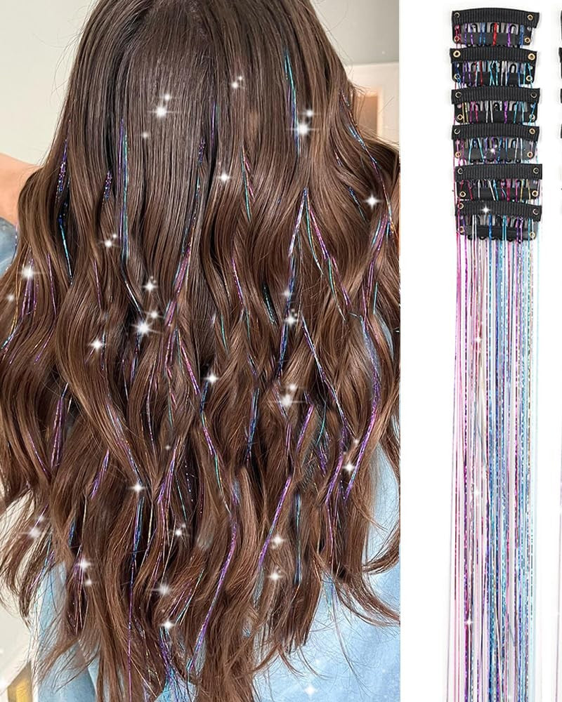 Sparkling Hair Tinsel Extension 6pcs