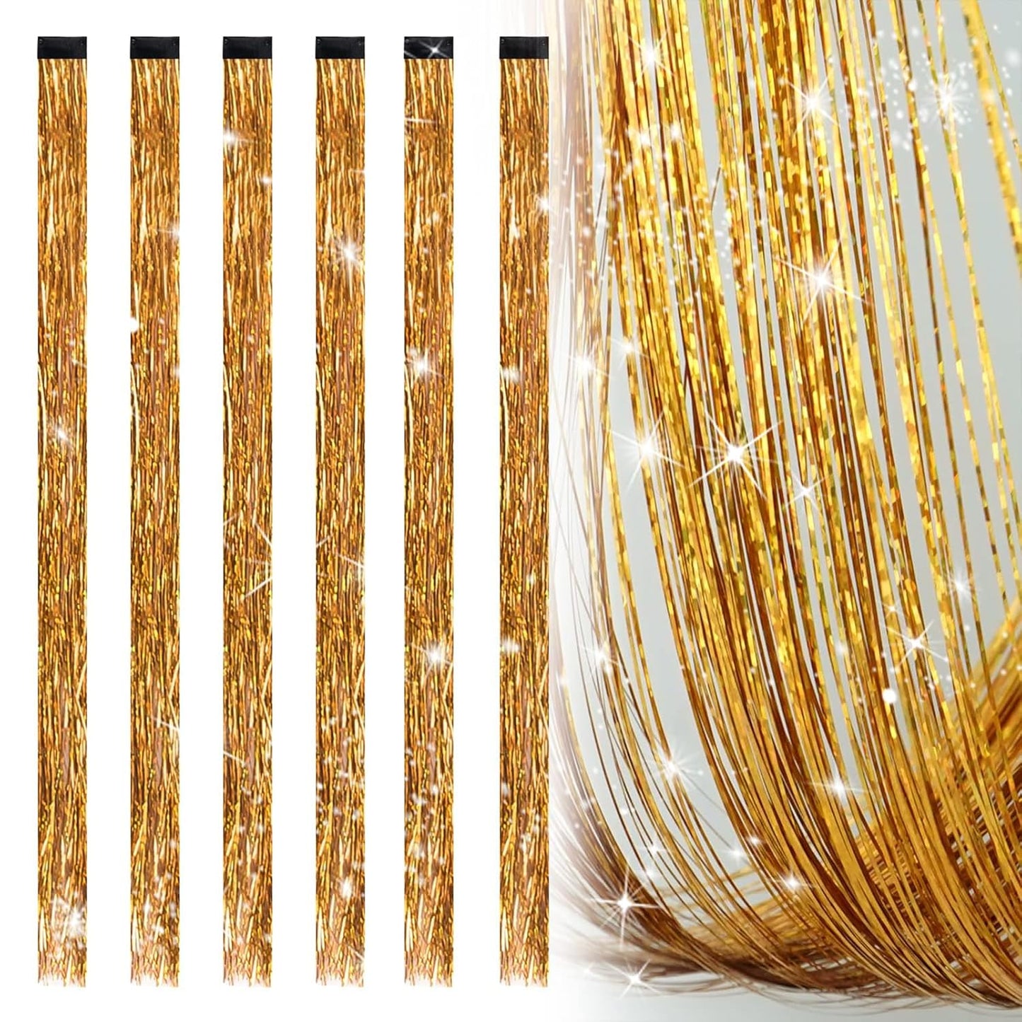 Sparkling Hair Tinsel Extension 6pcs