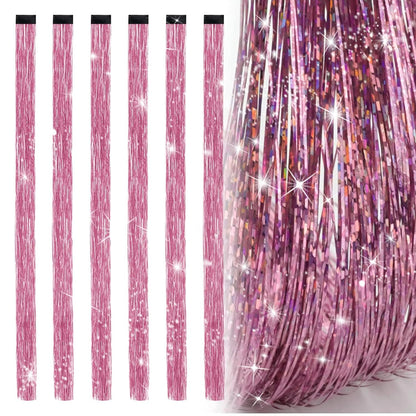 Sparkling Hair Tinsel Extension 6pcs