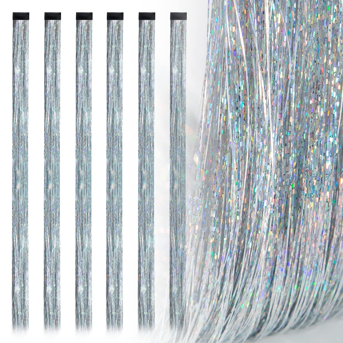 Sparkling Hair Tinsel Extension 6pcs