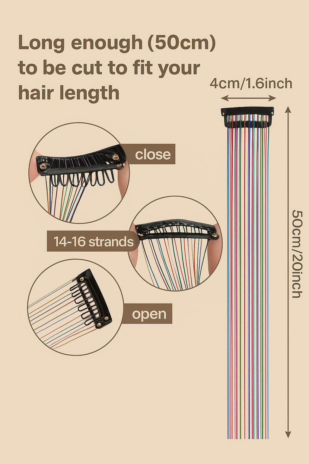 Sparkling Hair Tinsel Extension 6pcs