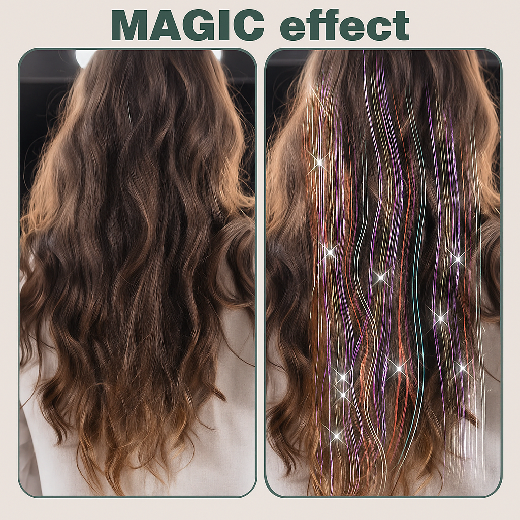 Sparkling Hair Tinsel Extension 6pcs